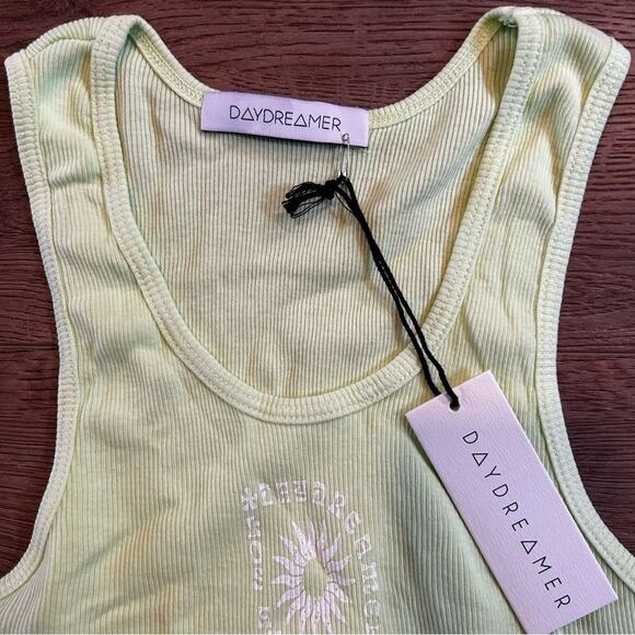 NWT Daydreamer LA Women's Ribbed Tank Top Acid Yellow Size Large - Picture 6 of 8